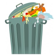 Overfull garbage can graphic